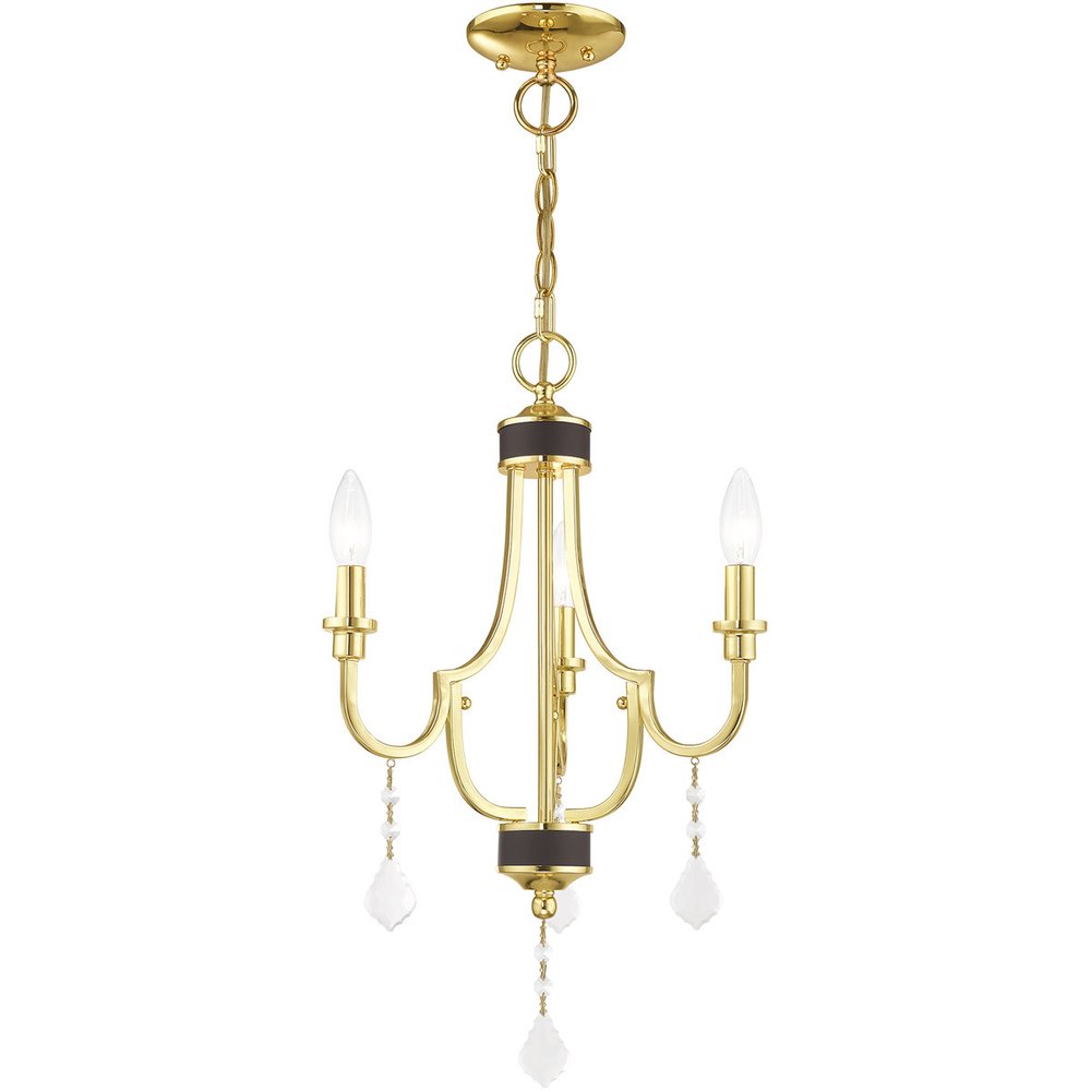 Brass Three Light Metal Dimmable Chandelier With Shades