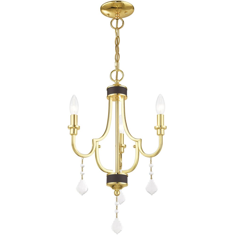 Brass Three Light Metal Dimmable Chandelier With Shades