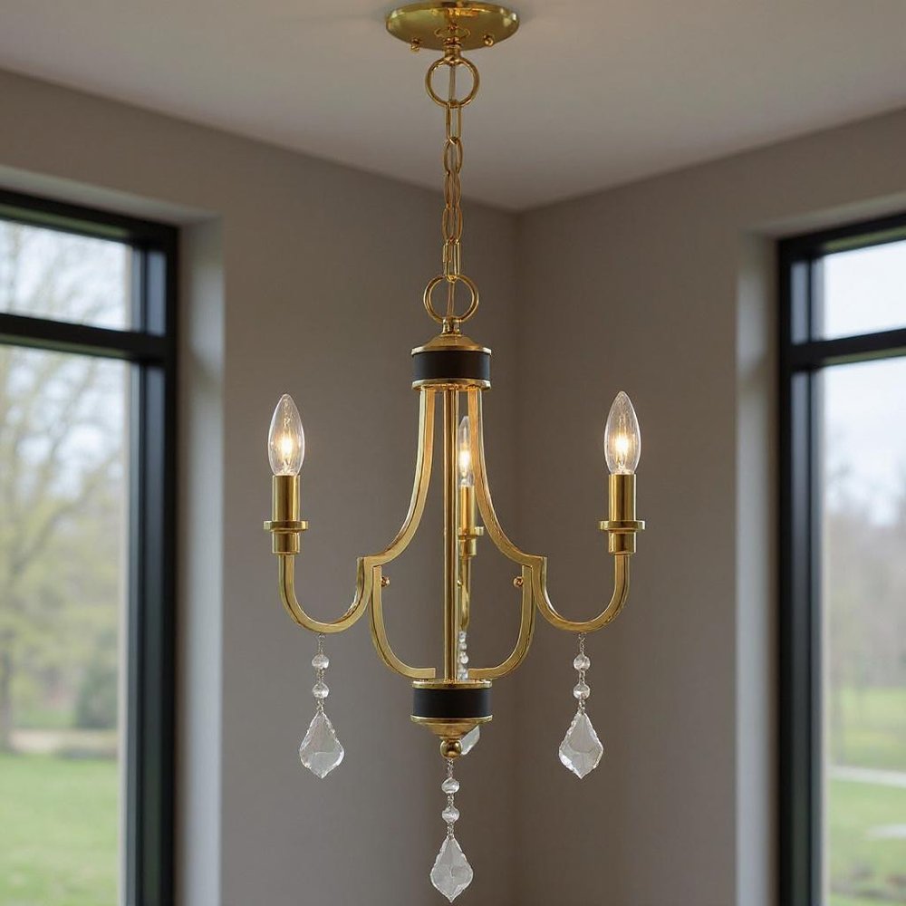 Three Light Dimmable Chandelier With Shades