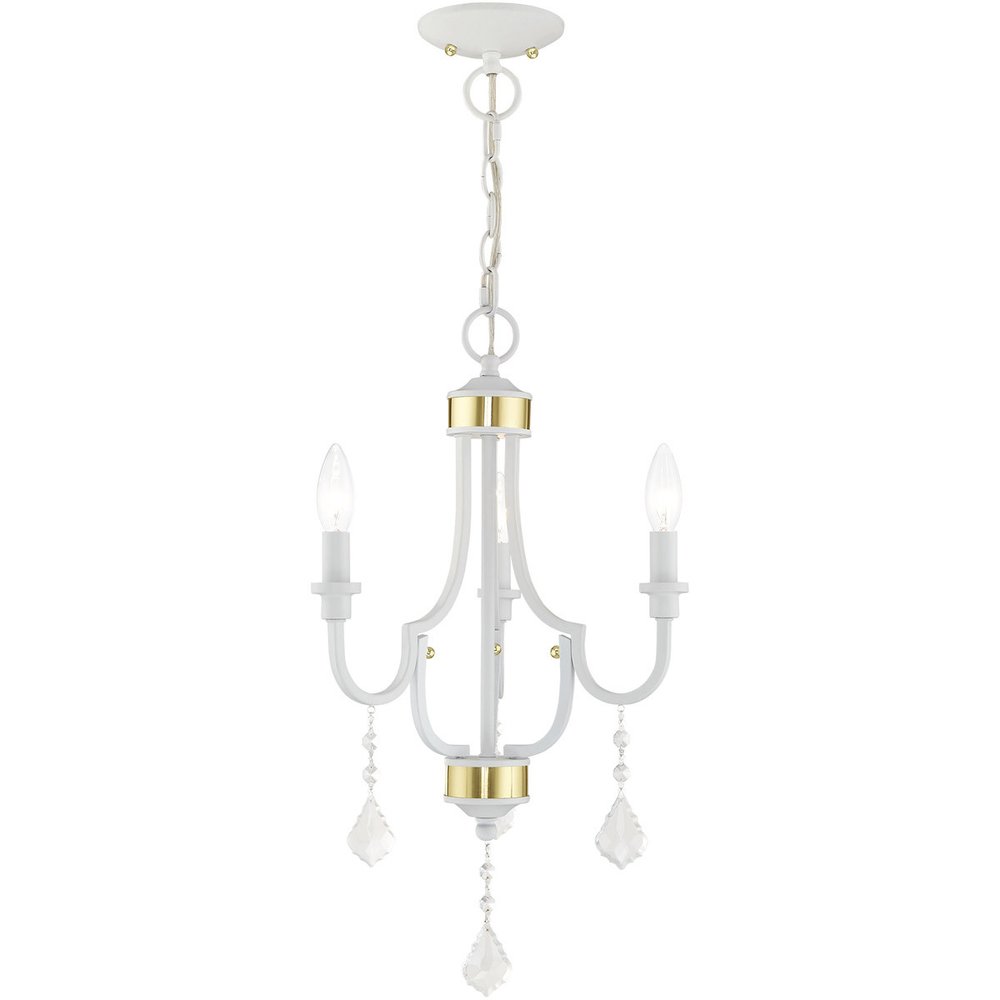 White Three Light Dimmable Chandelier With Shades