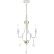 White Three Light Dimmable Chandelier With Shades