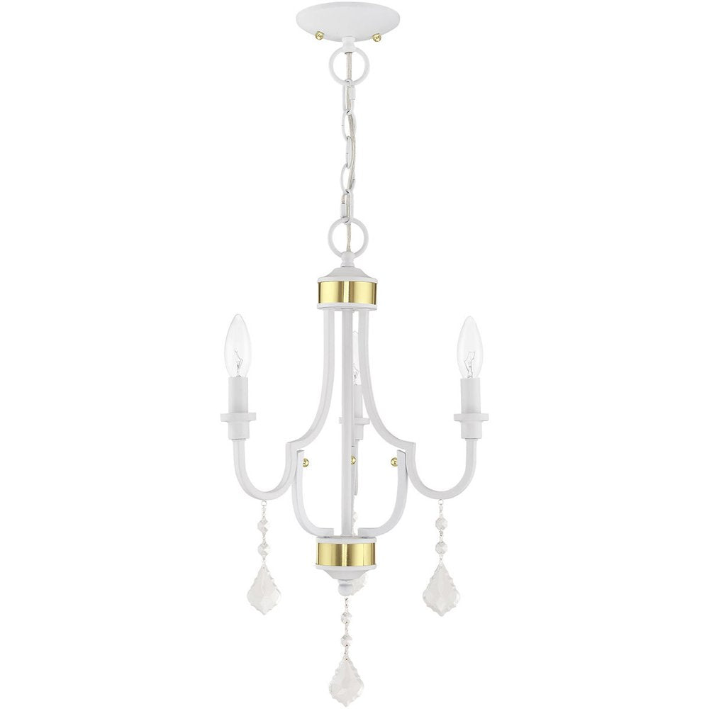White Three Light Metal Dimmable Chandelier With Shades