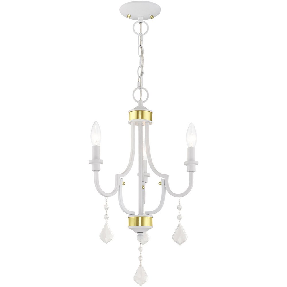 White Three Light Metal Dimmable Chandelier With Shades