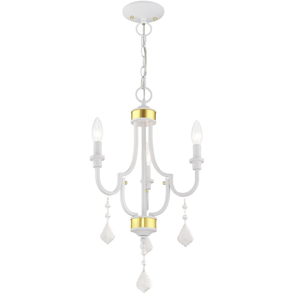 White Three Light Metal Dimmable Chandelier With Shades