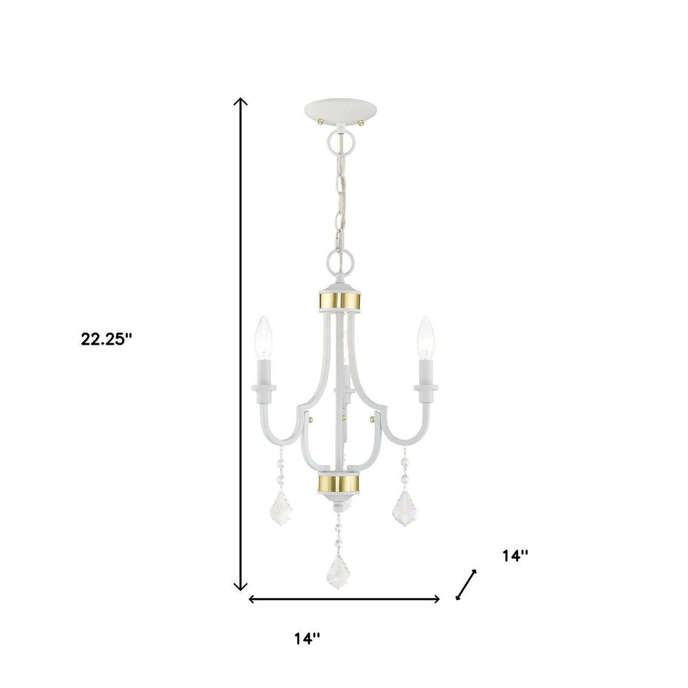 White Three Light Dimmable Chandelier With Shades