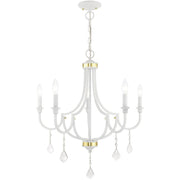 White Five Light Dimmable Chandelier With Shades