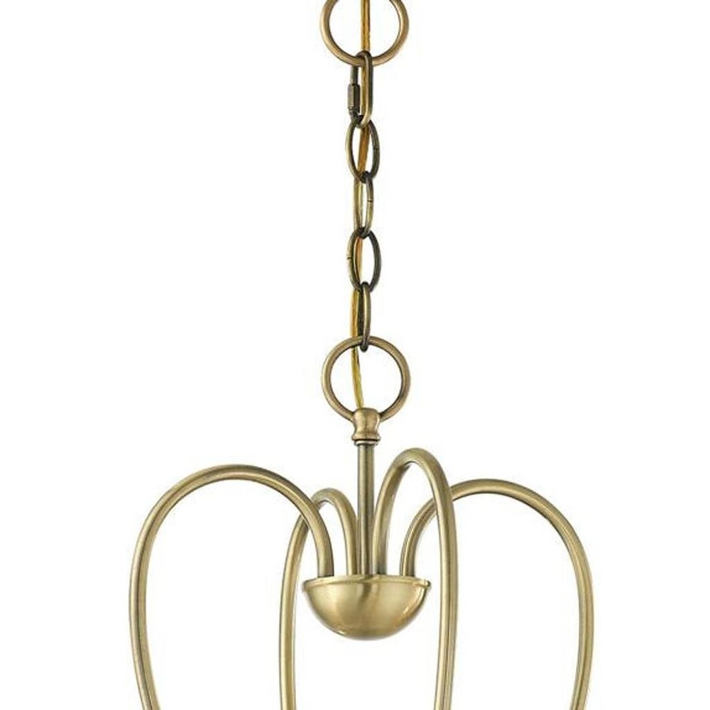Antiqued Brass Four Light Metal Dimmable Chandelier With Shades
