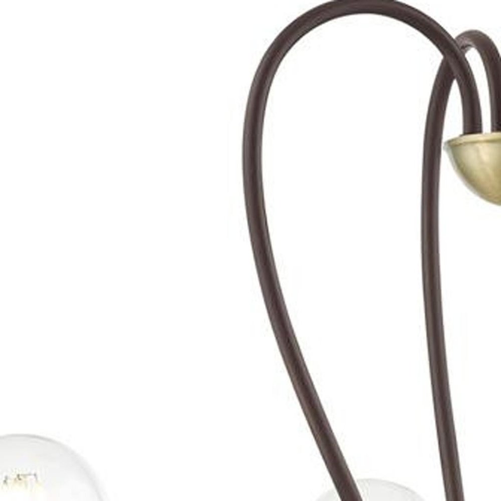 Bronze Four Light Metal Dimmable Chandelier With Shades