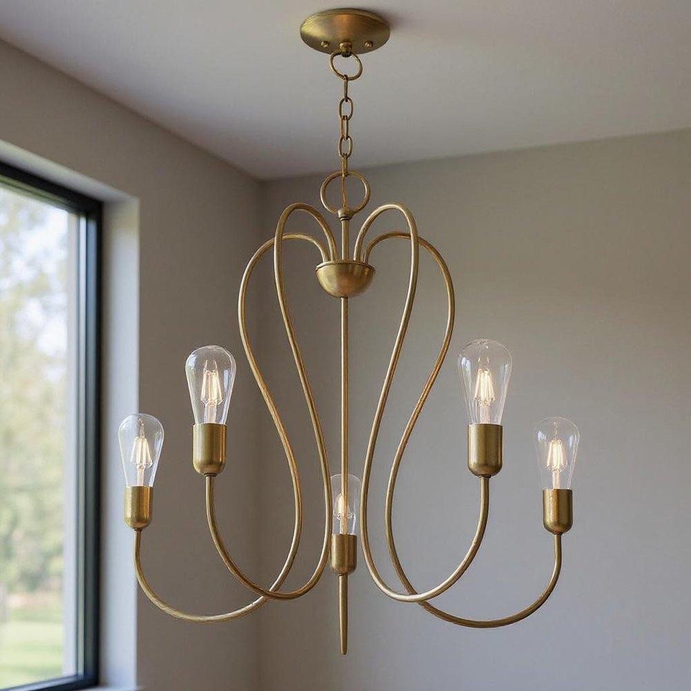Five Light Dimmable Chandelier With Shades