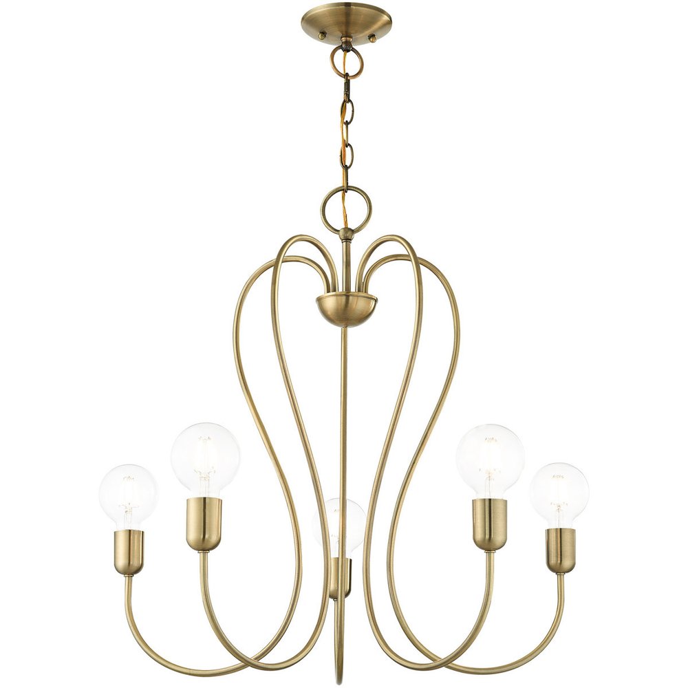 Five Light Dimmable Chandelier With Shades