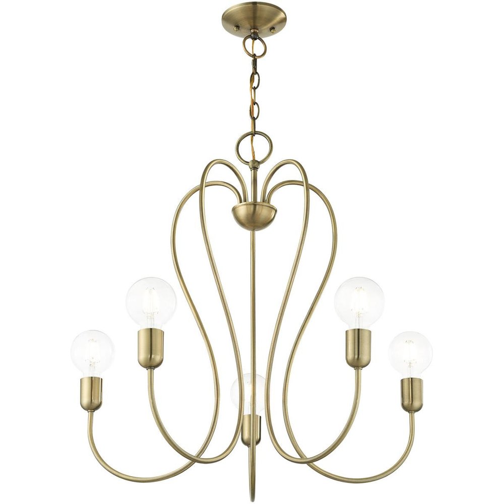 Five Light Dimmable Chandelier With Shades