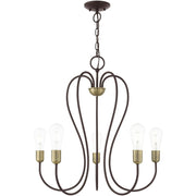 Five Light Dimmable Chandelier With Shades