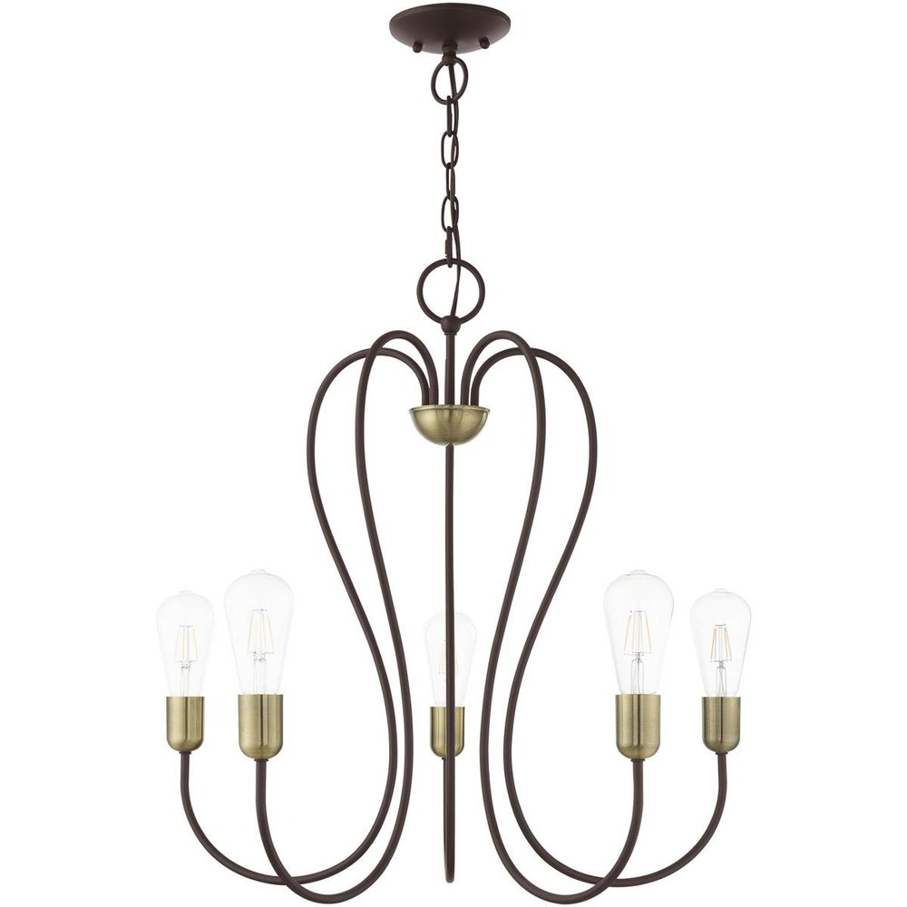 Five Light Dimmable Chandelier With Shades