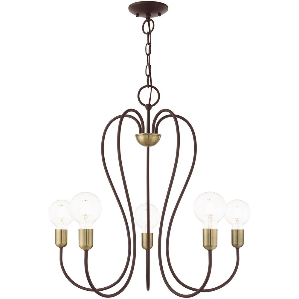 Five Light Dimmable Chandelier With Shades