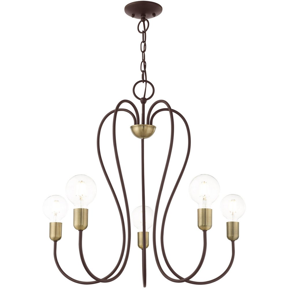 Five Light Dimmable Chandelier With Shades
