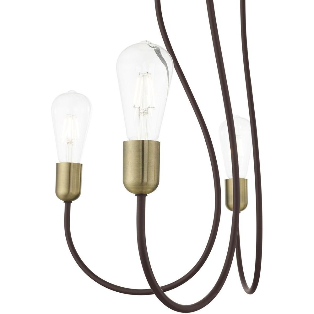Bronze Five Light Metal Dimmable Chandelier With Shades
