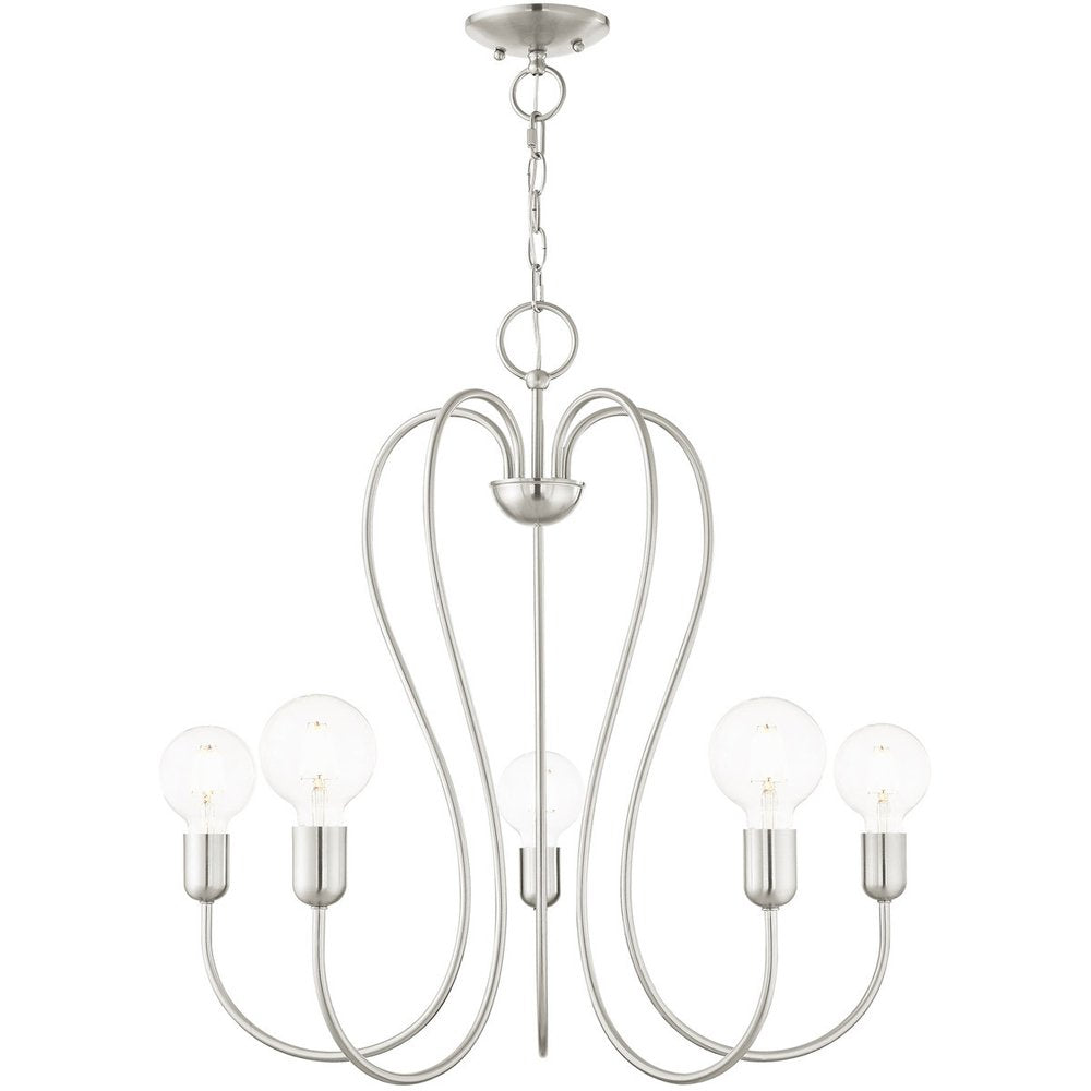 Five Light Dimmable Chandelier With Shades