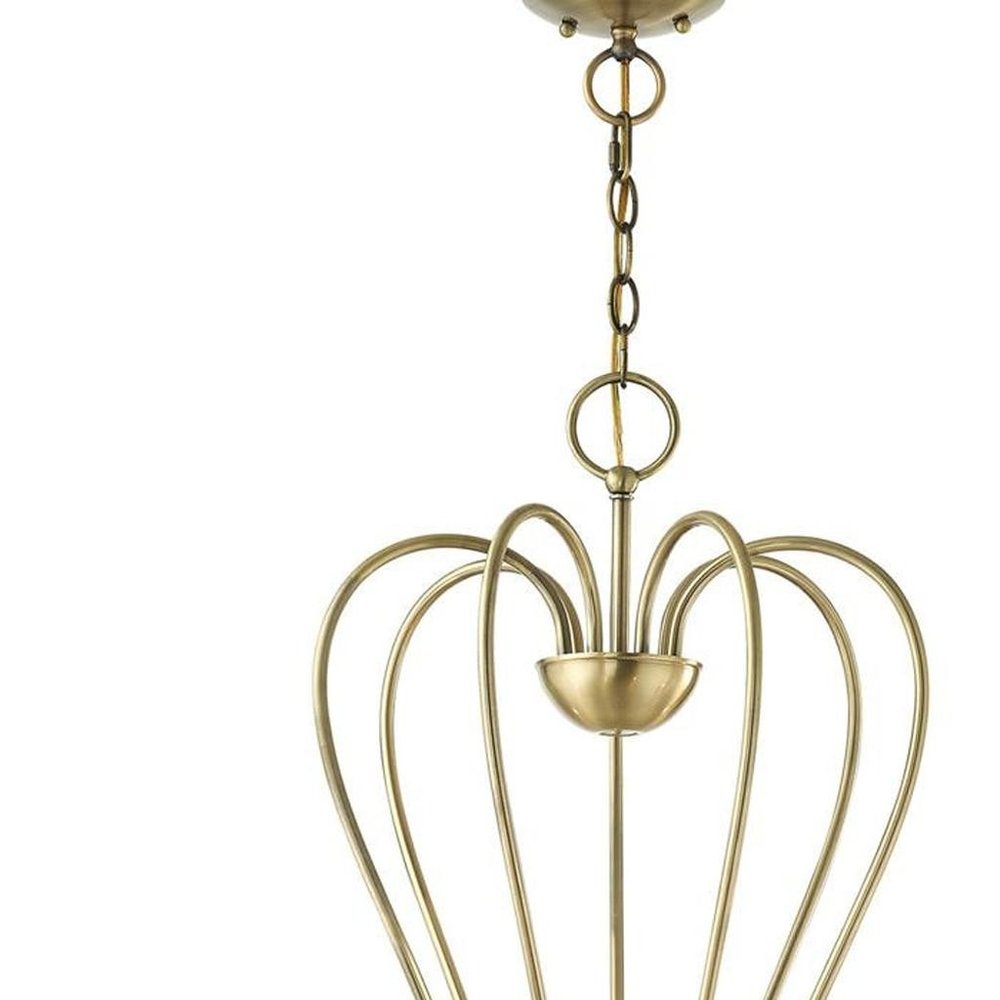 Antiqued Brass Seven Light Metal Dimmable Chandelier With Shades