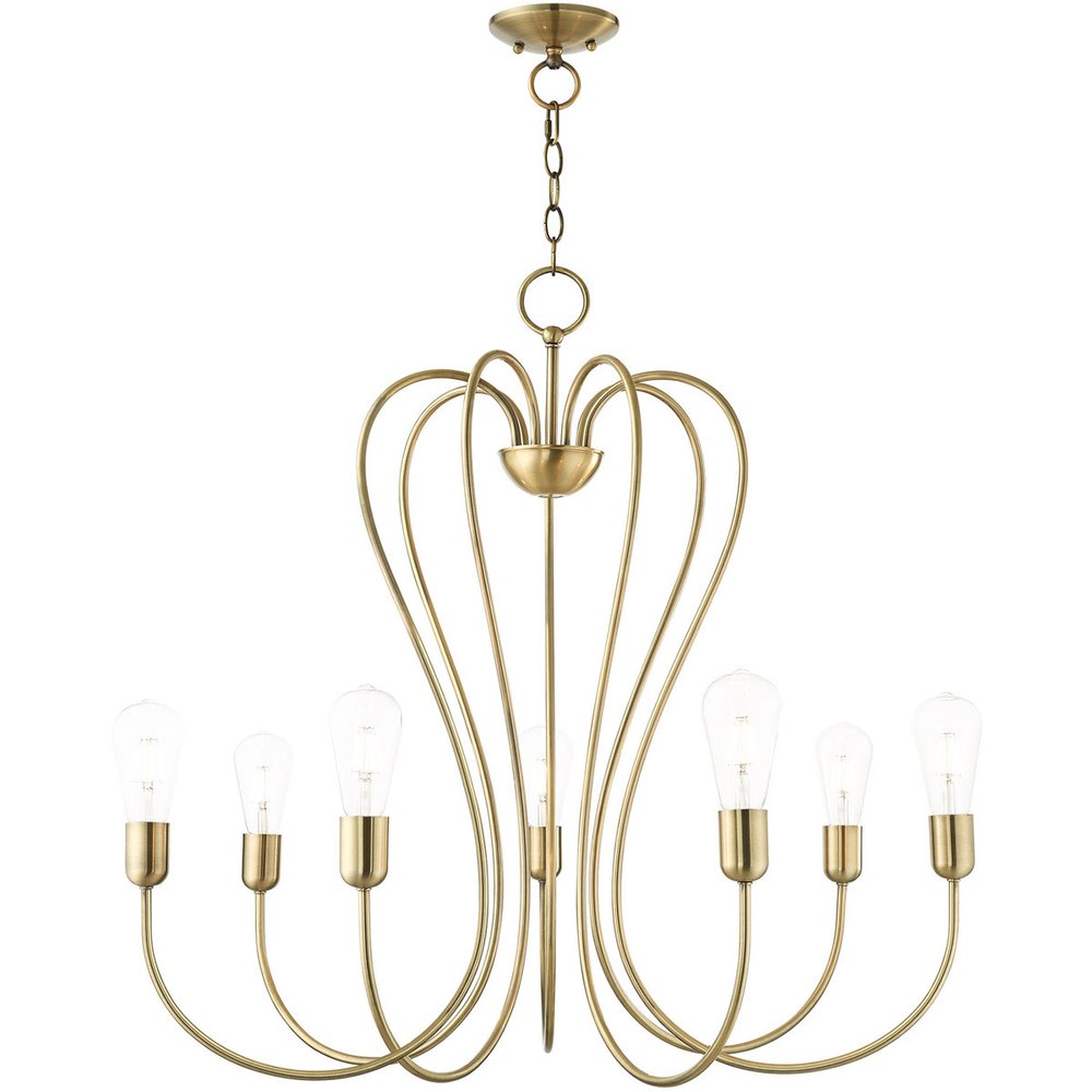 Seven Light Dimmable Chandelier With Shades