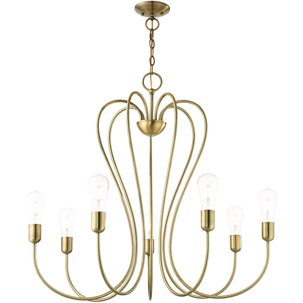 Seven Light Dimmable Chandelier With Shades