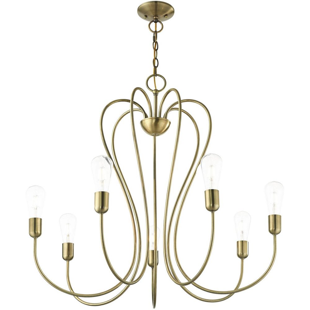 Seven Light Dimmable Chandelier With Shades