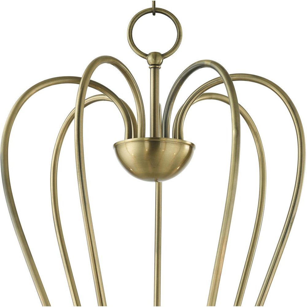 Antiqued Brass Seven Light Metal Dimmable Chandelier With Shades