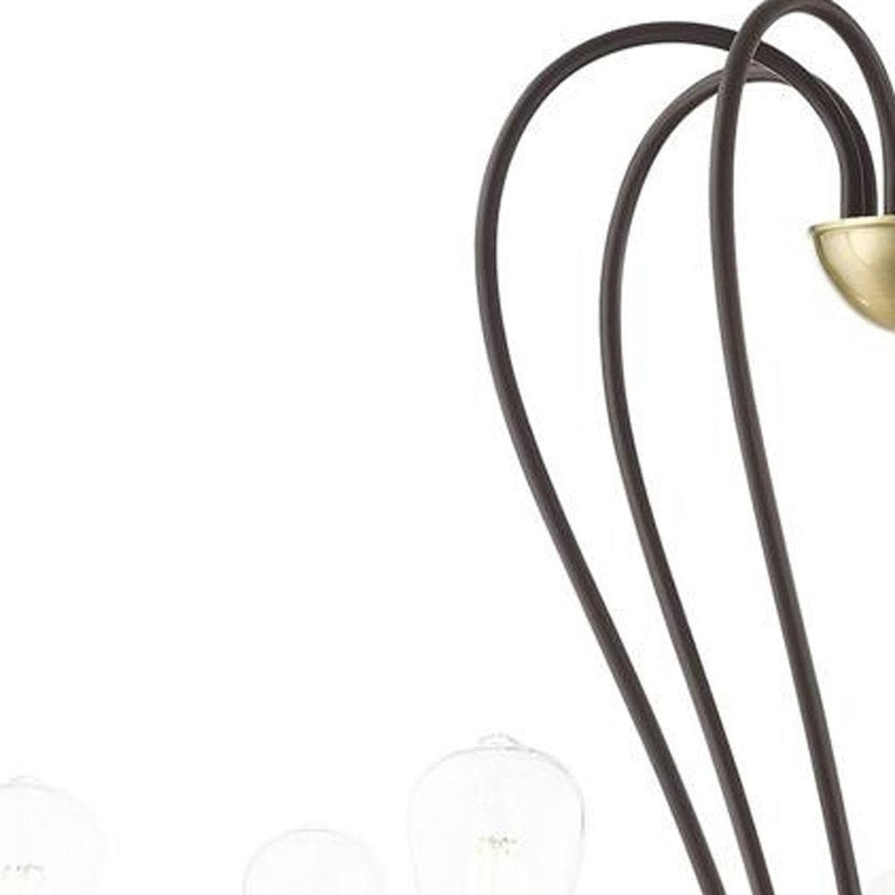 Bronze Seven Light Metal Dimmable Chandelier With Shades