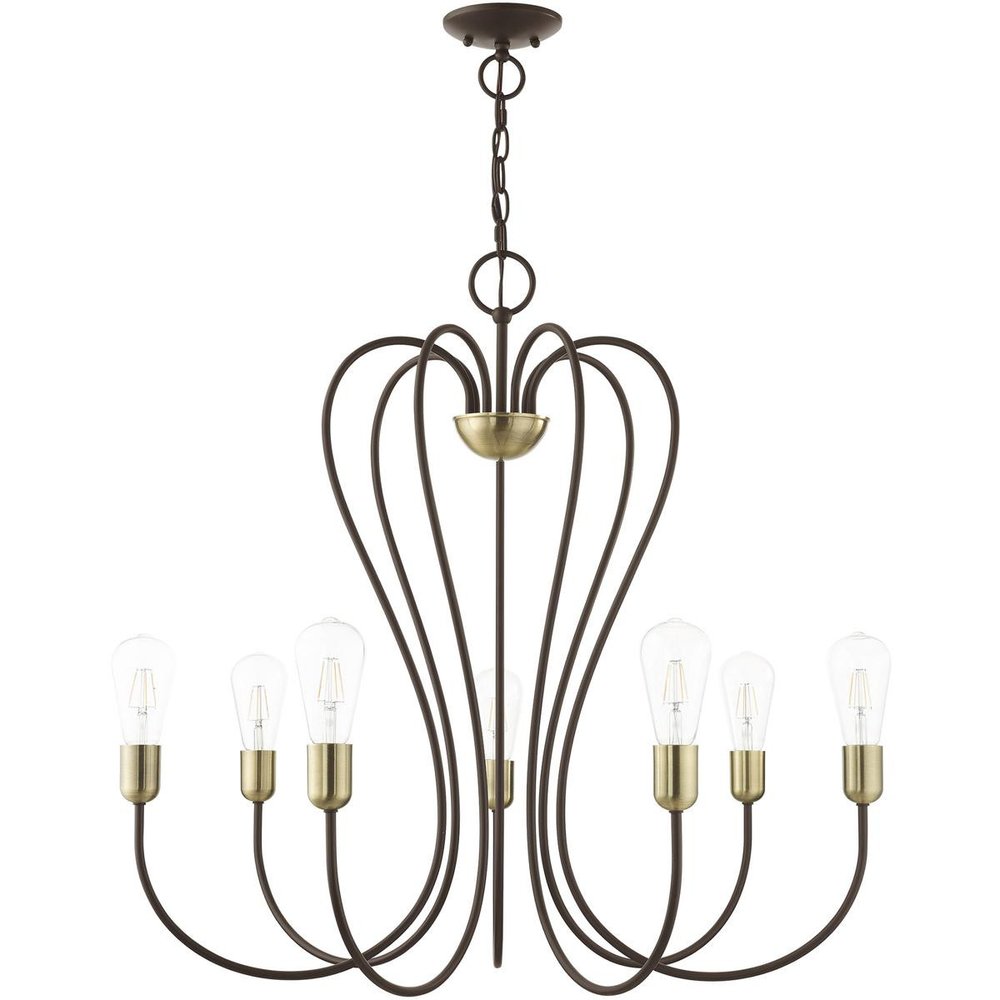 Seven Light Dimmable Chandelier With Shades