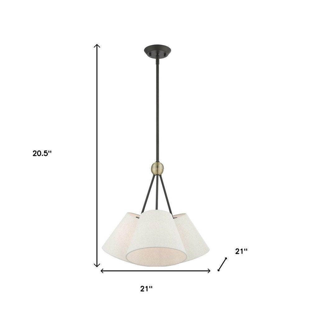 Bronze Three Light Metal Dimmable Chandelier With Shades