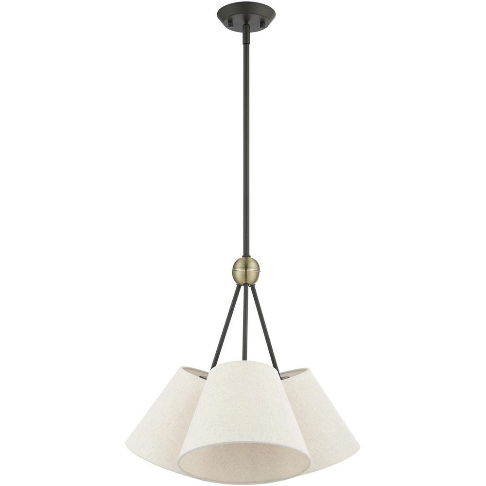 Bronze Three Light Metal Dimmable Chandelier With Shades