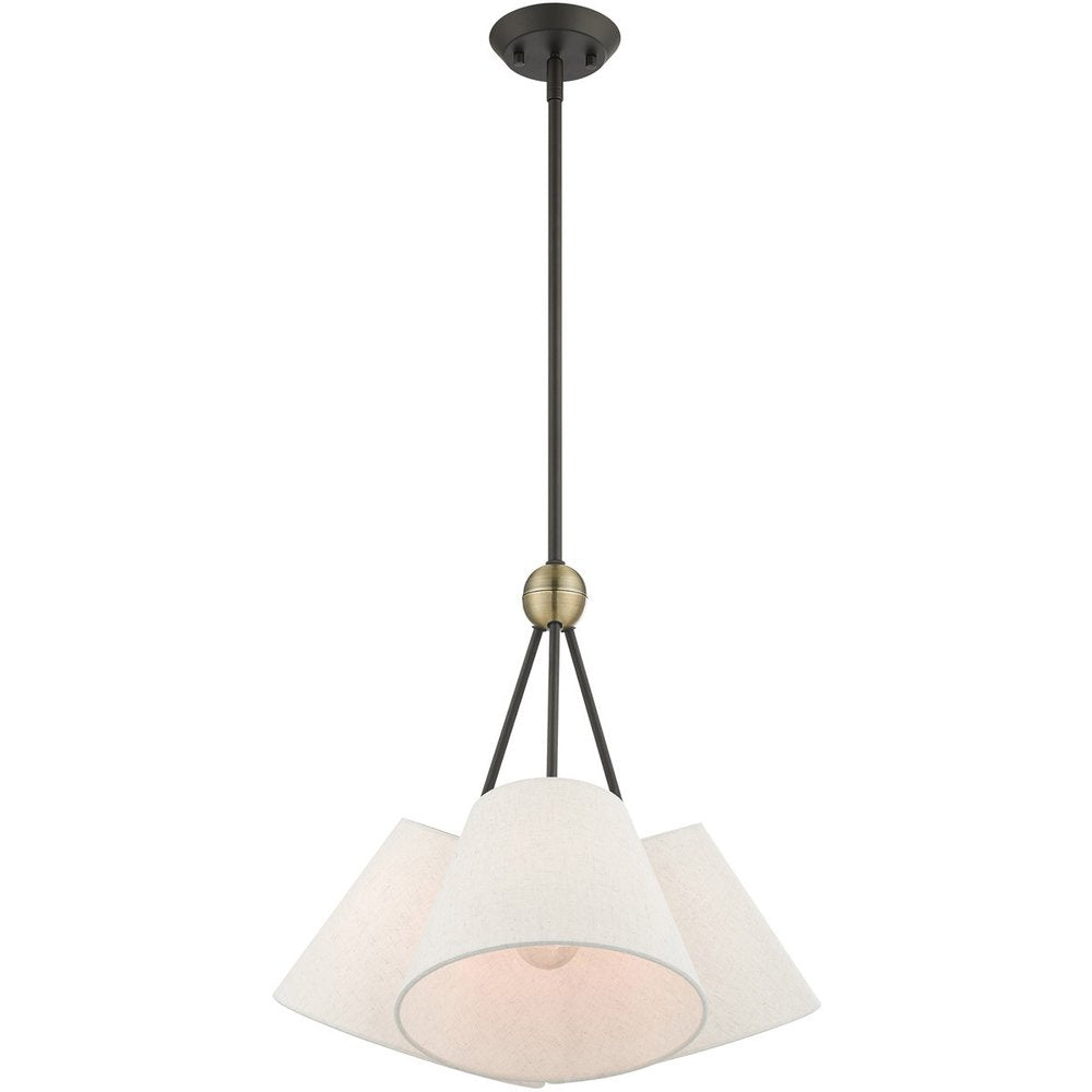 Bronze Three Light Metal Dimmable Chandelier With Shades