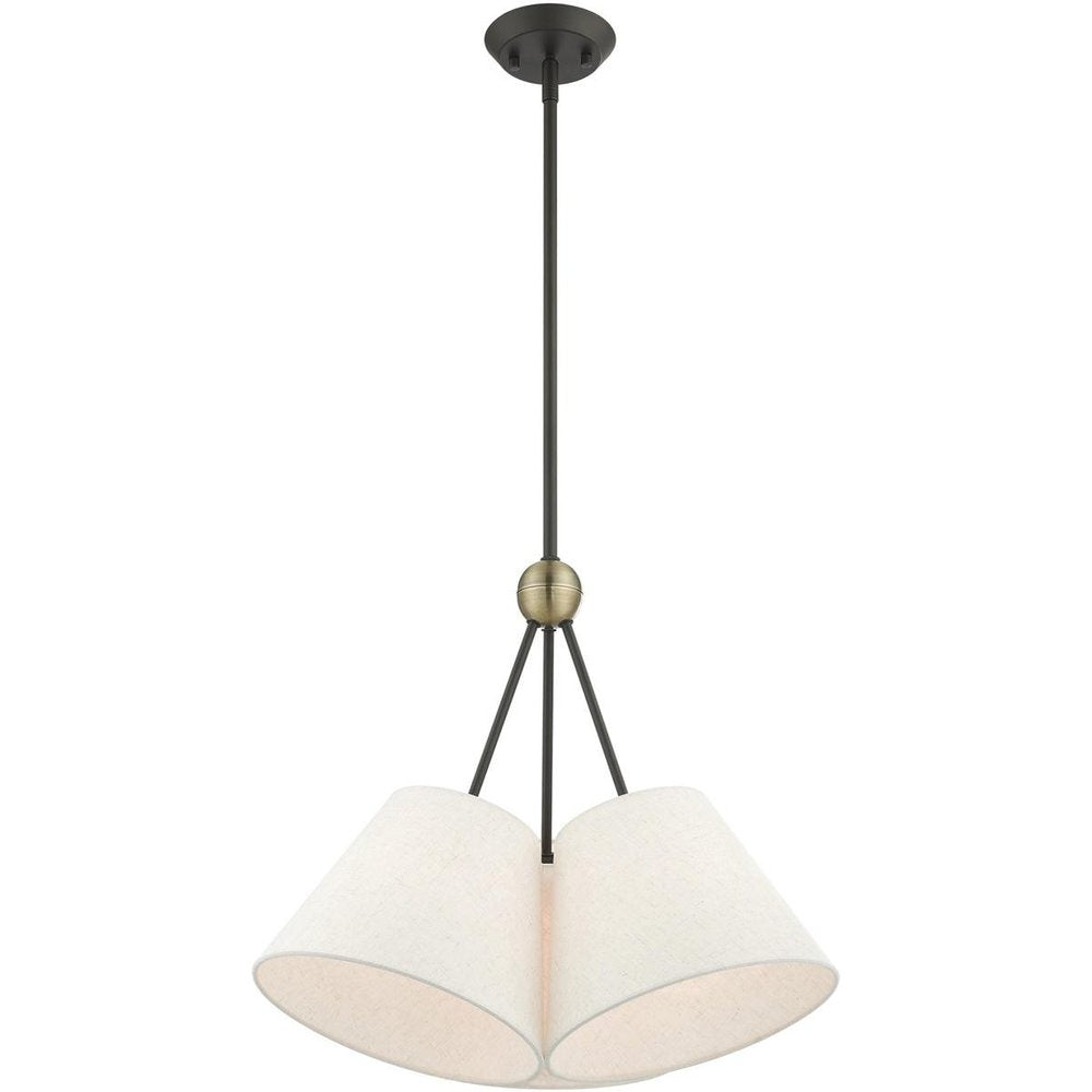 Bronze Three Light Metal Dimmable Chandelier With Shades