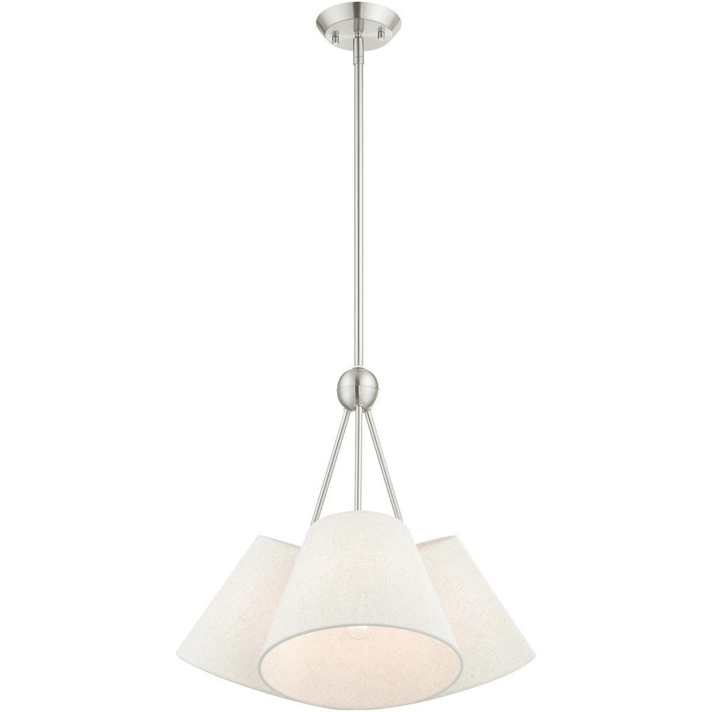 Nickel Three Light Metal Dimmable Chandelier With Shades