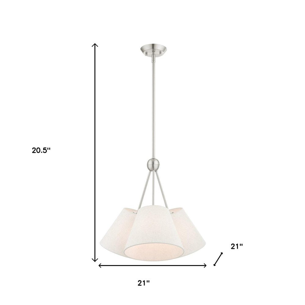 Nickel Three Light Metal Dimmable Chandelier With Shades