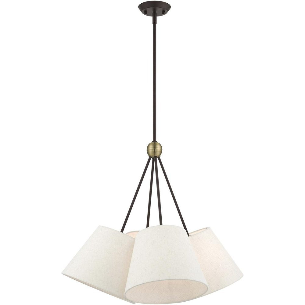 Bronze Four Light Metal Dimmable Chandelier With Shades