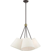 Bronze Four Light Metal Dimmable Chandelier With Shades