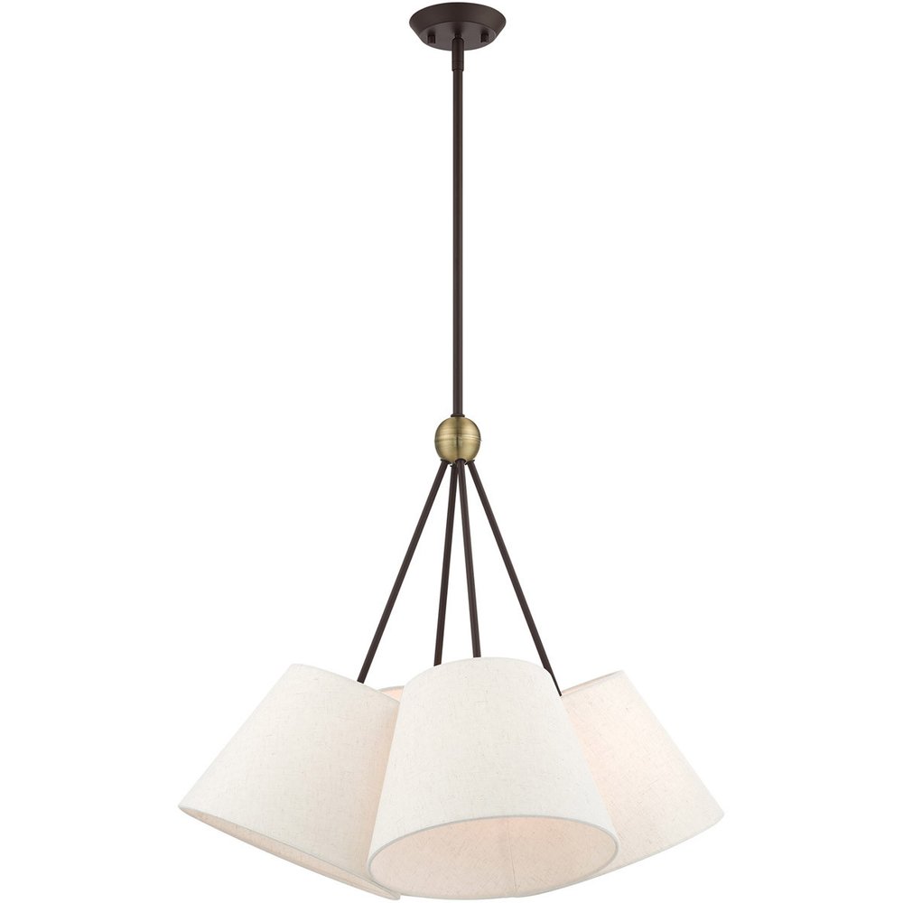 Bronze Four Light Metal Dimmable Chandelier With Shades