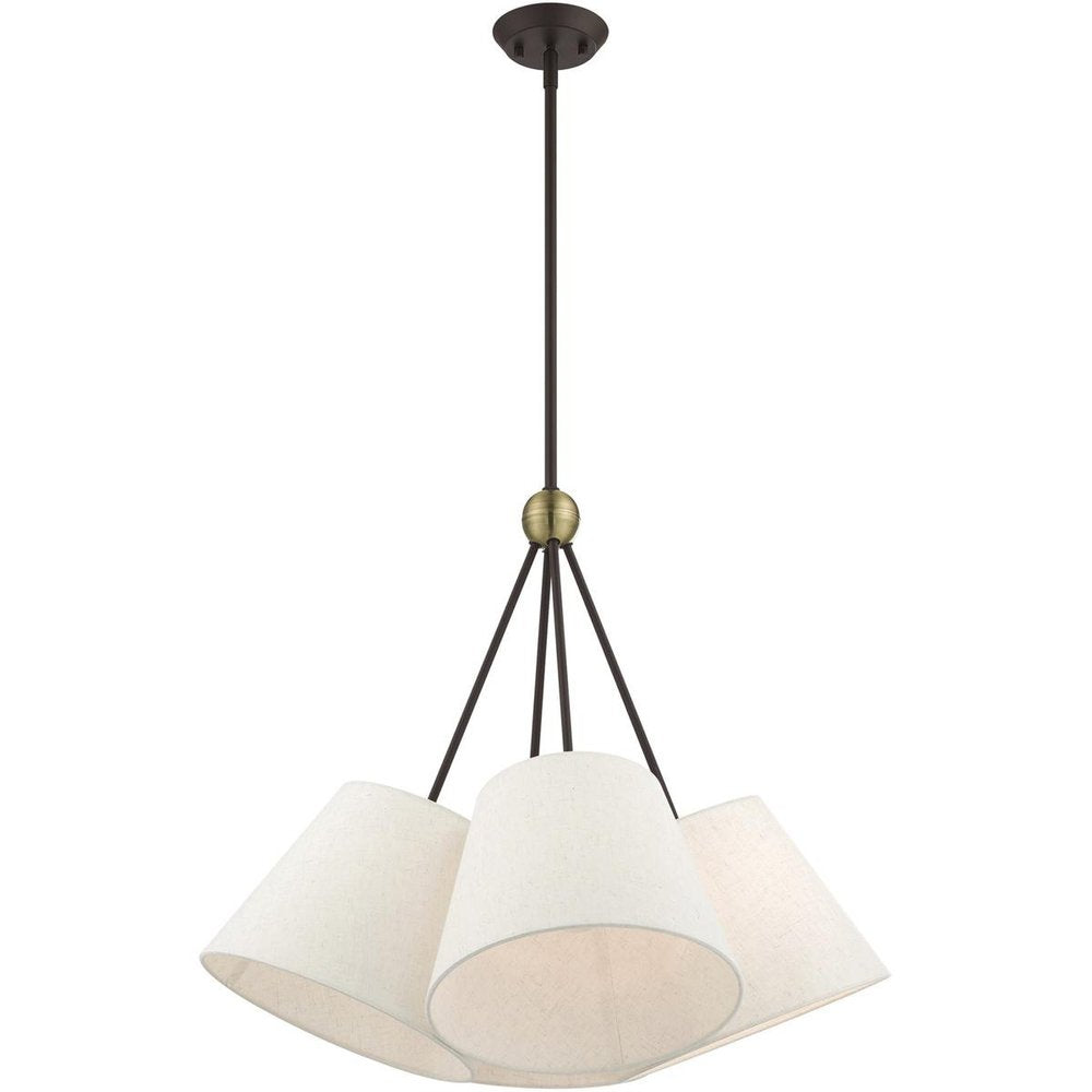 Bronze Four Light Metal Dimmable Chandelier With Shades