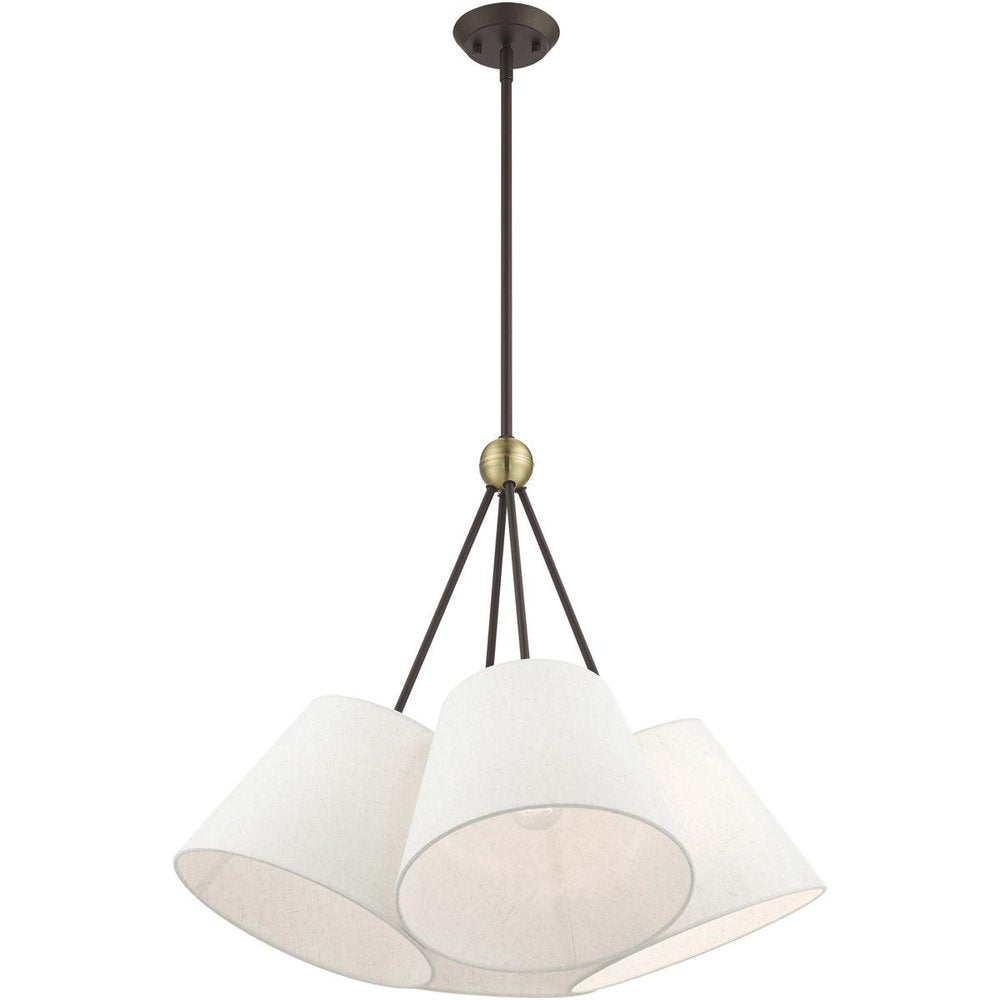Bronze Four Light Metal Dimmable Chandelier With Shades