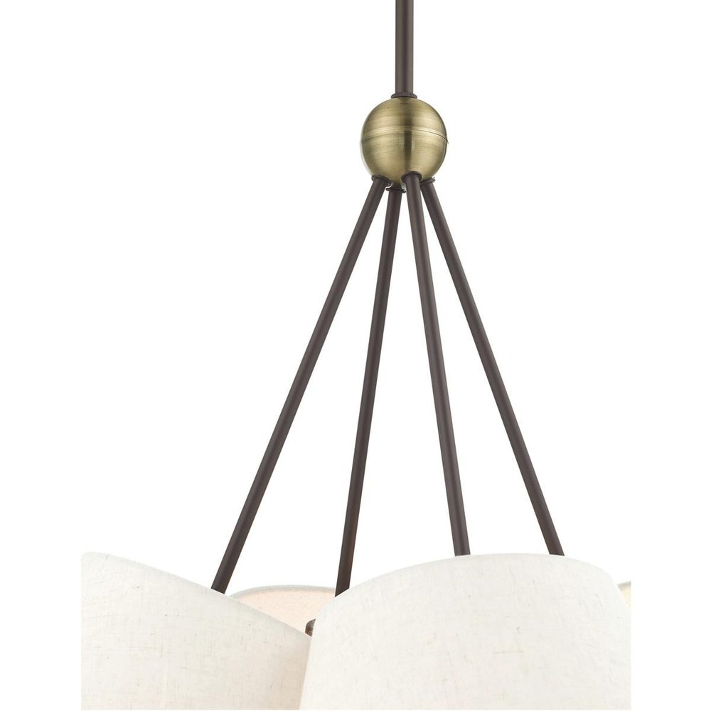 Bronze Four Light Metal Dimmable Chandelier With Shades