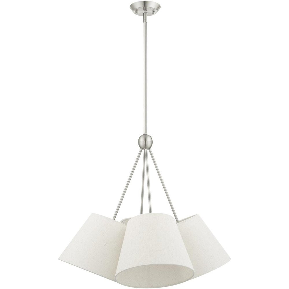 Nickel Four Light Metal Dimmable Chandelier With Shades
