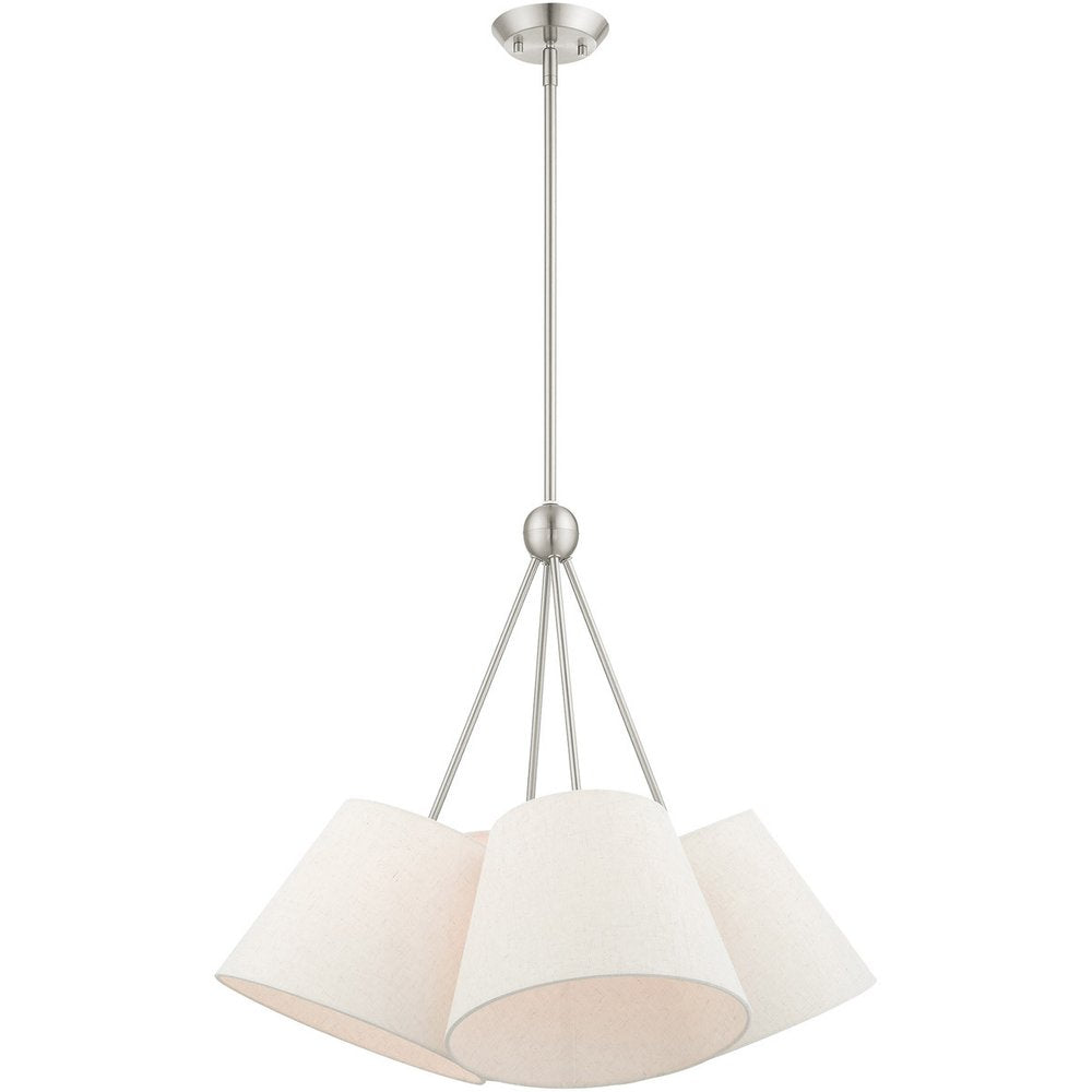 Nickel Four Light Metal Dimmable Chandelier With Shades