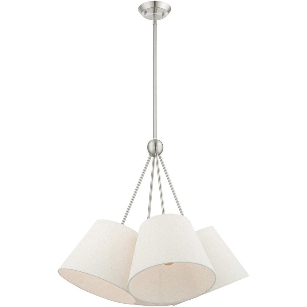 Nickel Four Light Metal Dimmable Chandelier With Shades