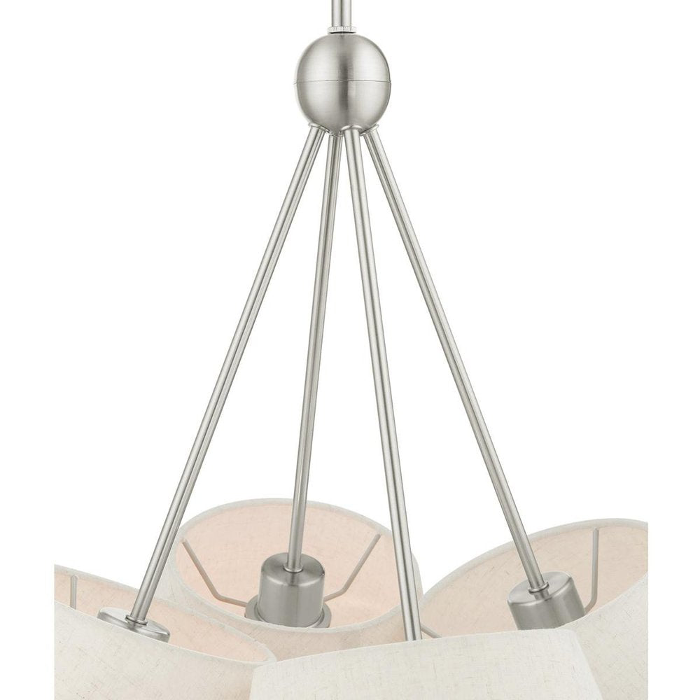 Nickel Four Light Metal Dimmable Chandelier With Shades