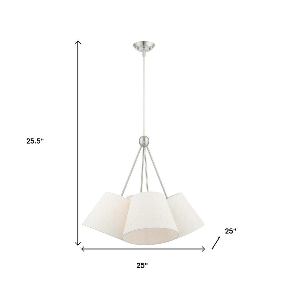 Nickel Four Light Metal Dimmable Chandelier With Shades