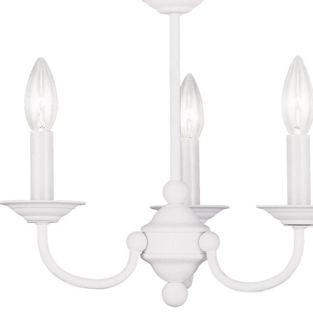 White Three Light Metal Dimmable Chandelier With Shades