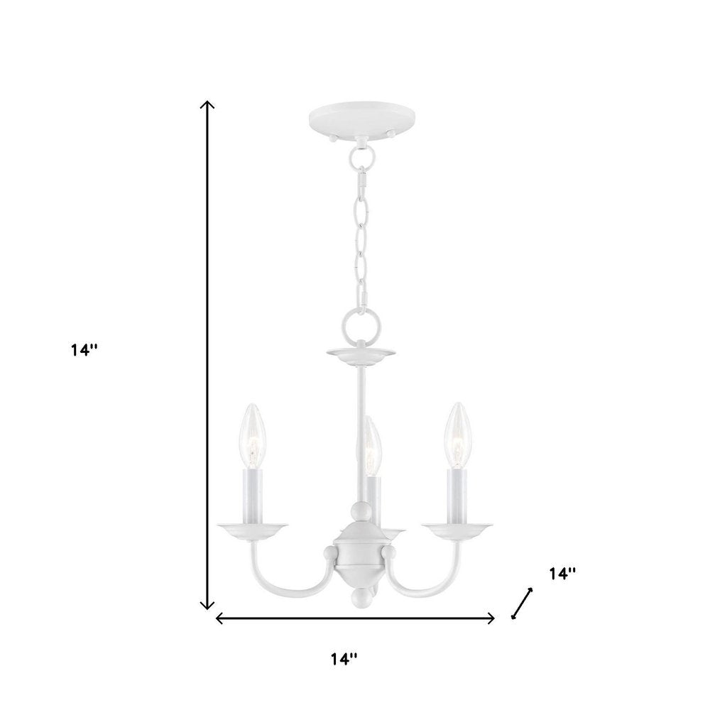 White Three Light Metal Dimmable Chandelier With Shades