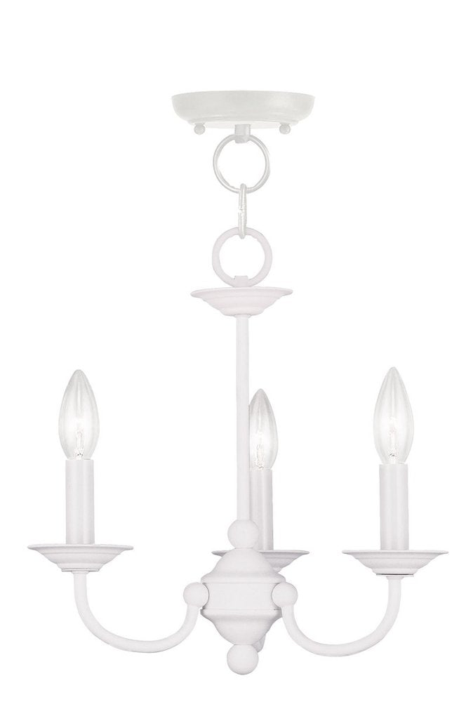 White Three Light Metal Dimmable Chandelier With Shades