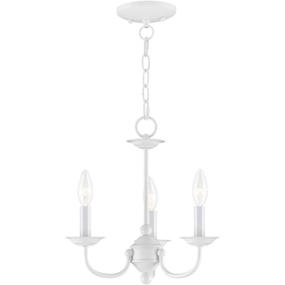 White Three Light Metal Dimmable Chandelier With Shades