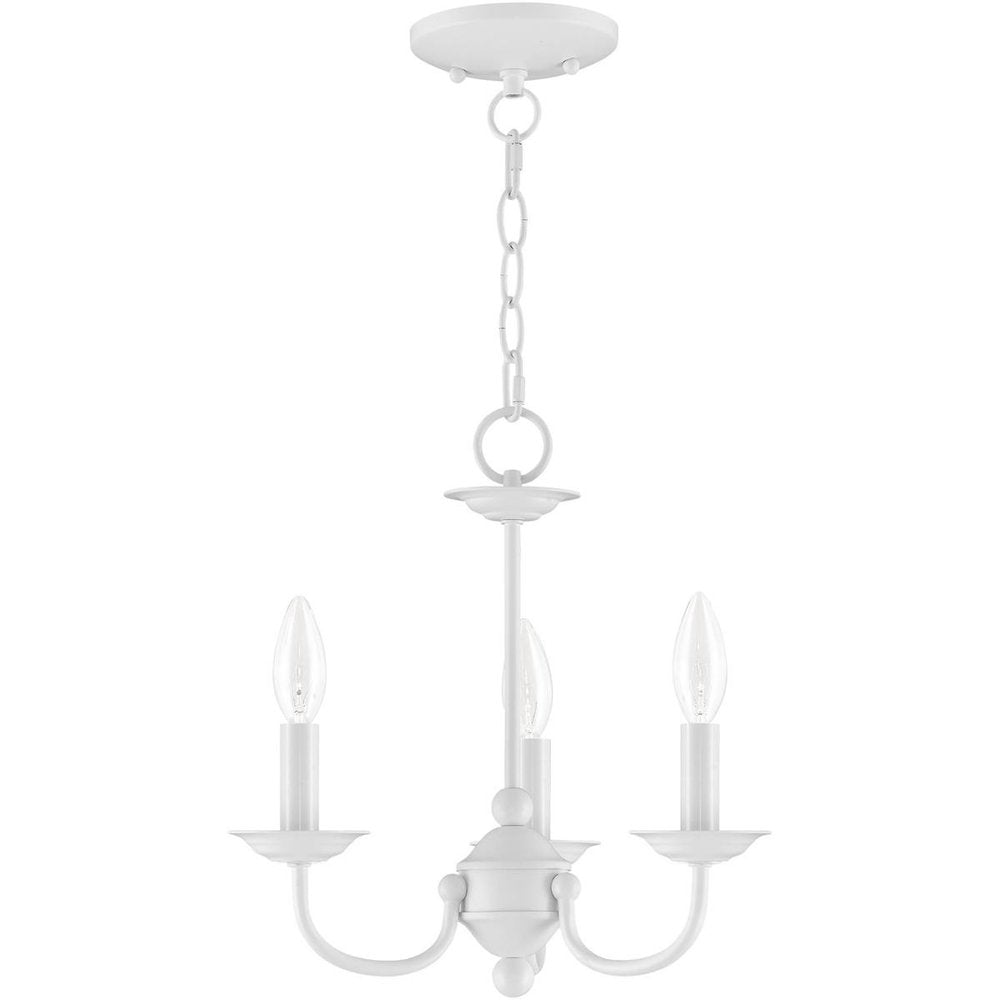 White Three Light Metal Dimmable Chandelier With Shades